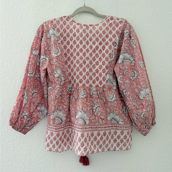 Ophelia & Indigo Boho Chic Floral Blouse 3/4 Sleeves Size XS - Picture 3 of 8